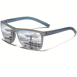 Unisex Stylish Square Polarized Sunglasses with Lightweight UV Protective Frame (Silver)
