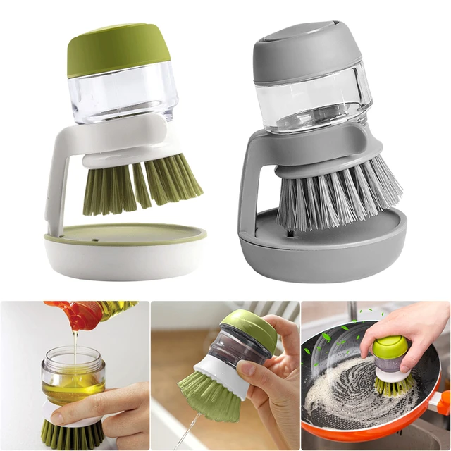 Dish Brush With Soap Dispenser Multi Use Soap Dispensing Scrub