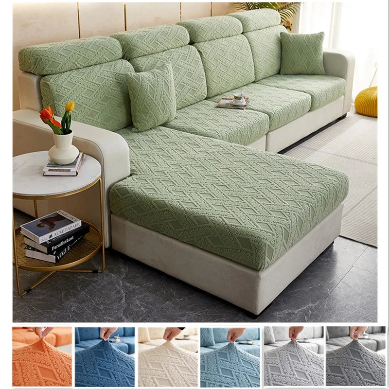 Universal Thicked warm sofa cover Plain solid color short plush velvet winter cushion cover living room protect and renew sofa