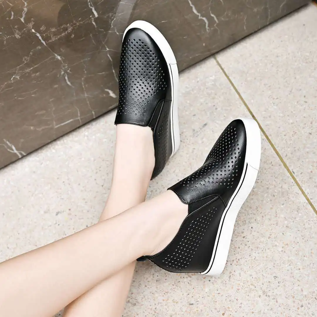 Comemore Fashion Platform Wedge Elegant Woman Shoes White