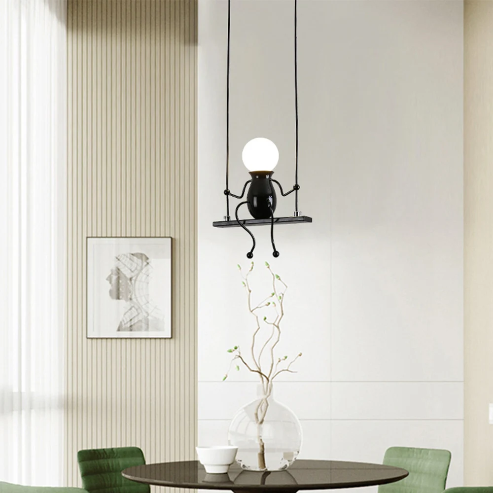 

Cartoon Modern Human Shape Pendant Light Simple Loft Hanging Lamp Indoor Lights Lighting E27 Socket 60W for Bedroom Decor