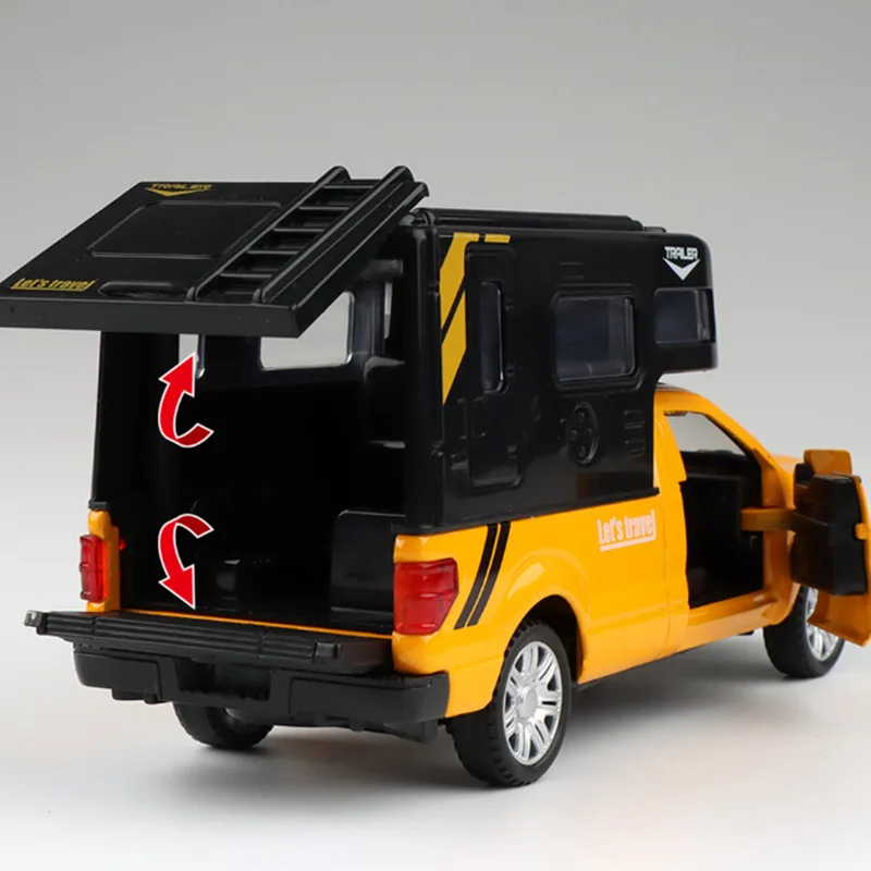 1:28 Diecast Luxury RV veicolo ricreativo modello di auto in metallo Camper Camper Touring modello di auto suono e luce regalo giocattolo per bambini  26