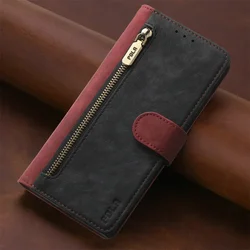 Leather Zipper Wallet Phone Case - Smart Book Cover for Honor X7B (Red)