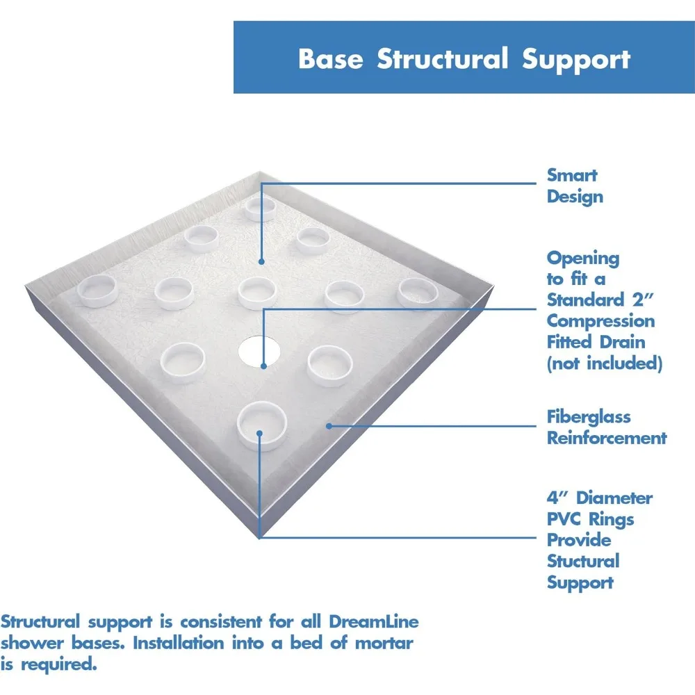 Corner Drain Double Threshold Shower Base in Black, DLT-1032320-88, 32 in. D X 32 in. W X 2 3/4 H Shower Base