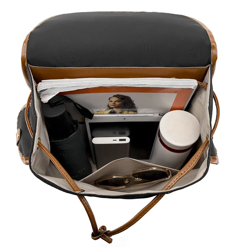 New Women Oxford Cloth Backpack Bag Women's Bag 2023 Fashion Color Contrast Large Capacity Flip Women's Leisure Backpack