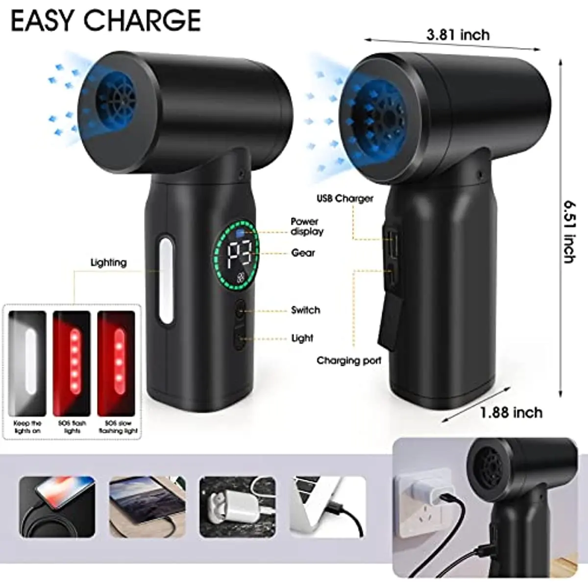 7500mAh 압축 공기 먼지 떨이 노트북 청소 2 in 1 공기 송풍기 및 진공 청소기 키보드 PC 청소용 무선 먼지 떨이 송풍기