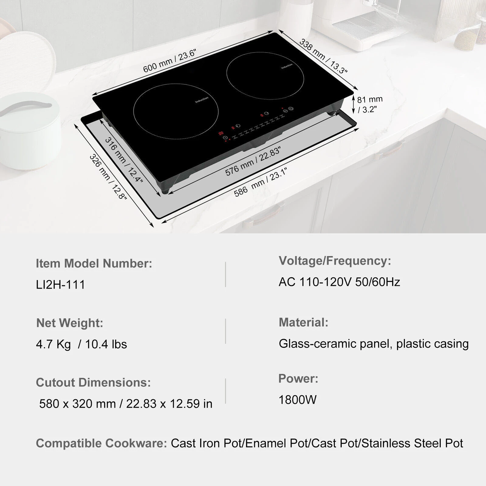 Electric Dual Digital Induction Cooker Cooktop Countertop Burner Hot Plate