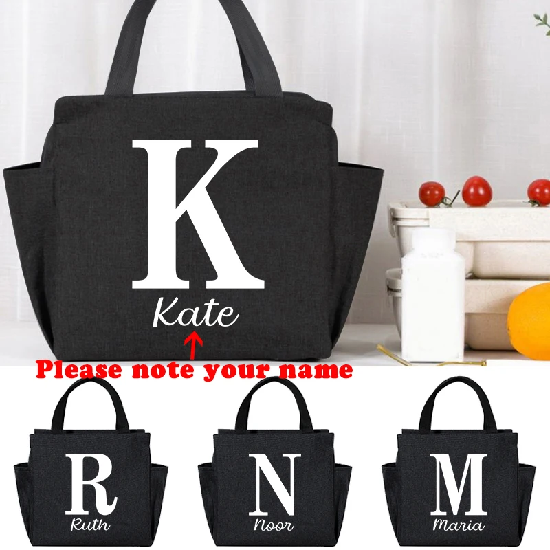 

Custom Names Insulated Bag Lunch Box Women Thermal Lunch Box Food Work School Food Storage Handbag Convenient Box Tote Food Bags