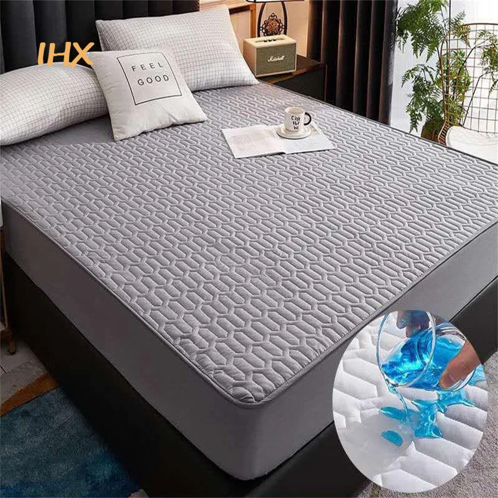 Cheap 2023 Waterproof Bed Sheet Mattress Cover Pad Solid Color Fitted Sheet  with All-Around Elastic Rubber Band Bed Sheet No Pillowcases