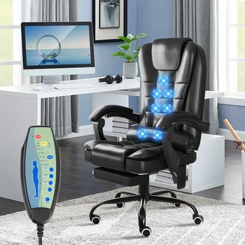 7 Point Massage Gaming Chair Office Chair Executive Chair Desk PVC Chair Swivel Chair Ergonomic Adjustable with Remote Control