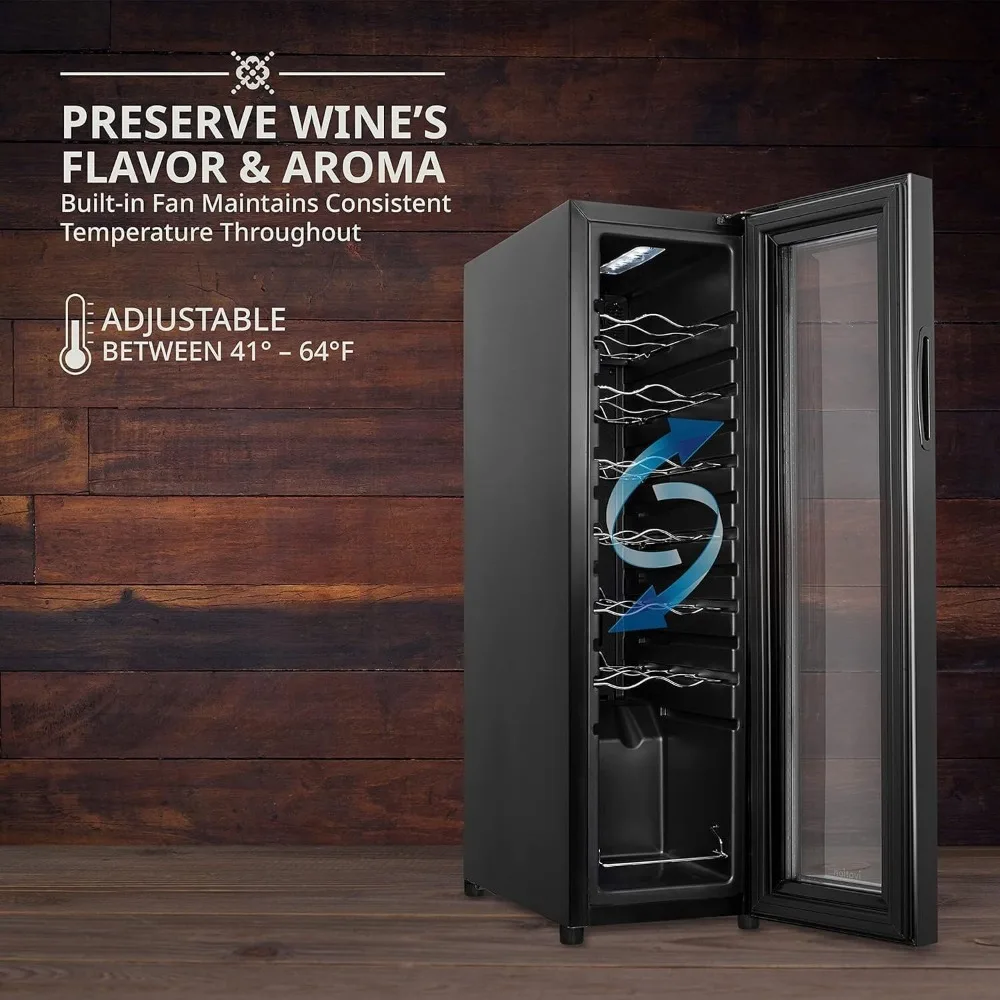 14 Bottle Compressor Wine Cooler Refrigerator w/Lock Large Freestanding Wine Cellar For Red, White, Champagne