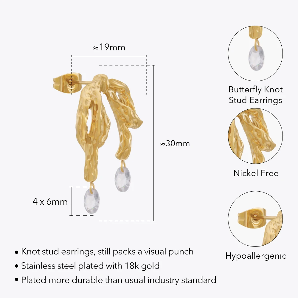 ENFASHION Aretes De Mujer Bowknot Stud Earrings For Women 18K Plated Gold Fashion Jewelry Everydaywear Simple Gift Party E231460
