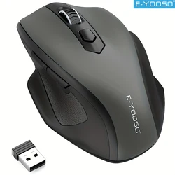 Wireless Ergonomic Mouse with Power - Saving Mode & Battery Alert, Plug - and - Play, Battery Not Included (Black)
