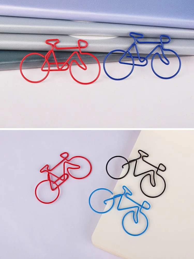 Bicycle Shape Paper Clip Stationery Bike Clip Metal Cute Stationery Kawaii Accessories Paperclips Metal Paper Clips Decorative