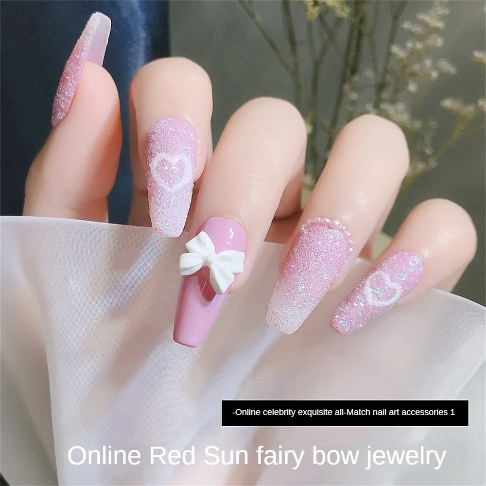 Clear Heart Crystal Nail Art Decoration 4-6Mm Resin Flat Nails Charm Japan Ice Through Jelly Nail Parts