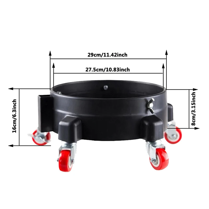 Rolling Bucket Dolly 360&deg; Swivel Bucket Roller Removable Truck With Wheels Storage Tray Heavy Duty Car Wash Tools Accessories