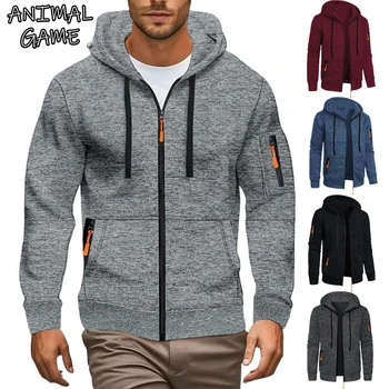 Animal Game Men's Zipper Hooded Sweatshirts Long Sleeve Hiking Coats Casual Jacket Solid Cycling Work Coats Hoodies Streetwear