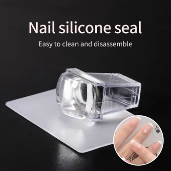 Set di Timbri Rettangolari in Silicone per Nail Art, Include Timbro e Raschietto, Strumento di Stamping Quadrato Adatto per Uso Domestico e Professionale