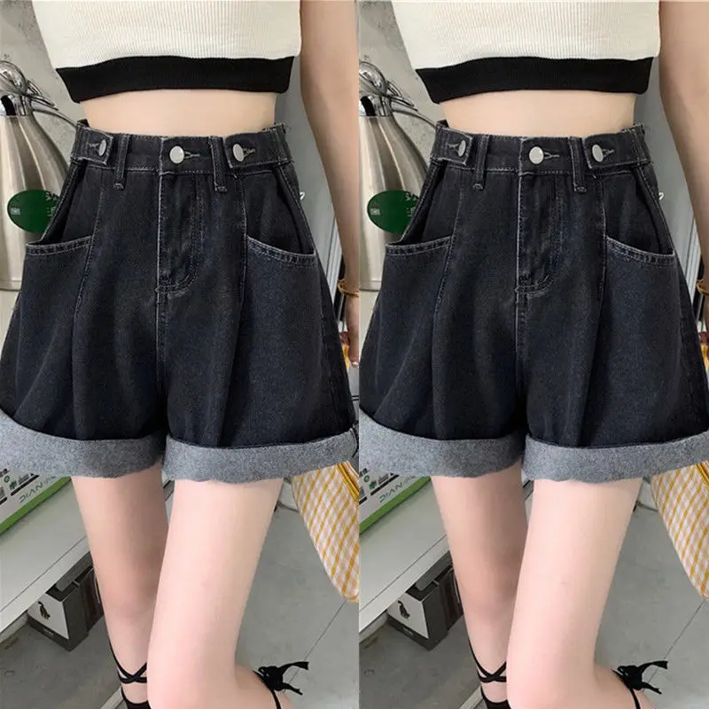 

Shorts Women Vintage Loose Denim Summer Female All-match Teens Trouser Ladies High Waist Pure Ladies Bottom Trendy Short Q595