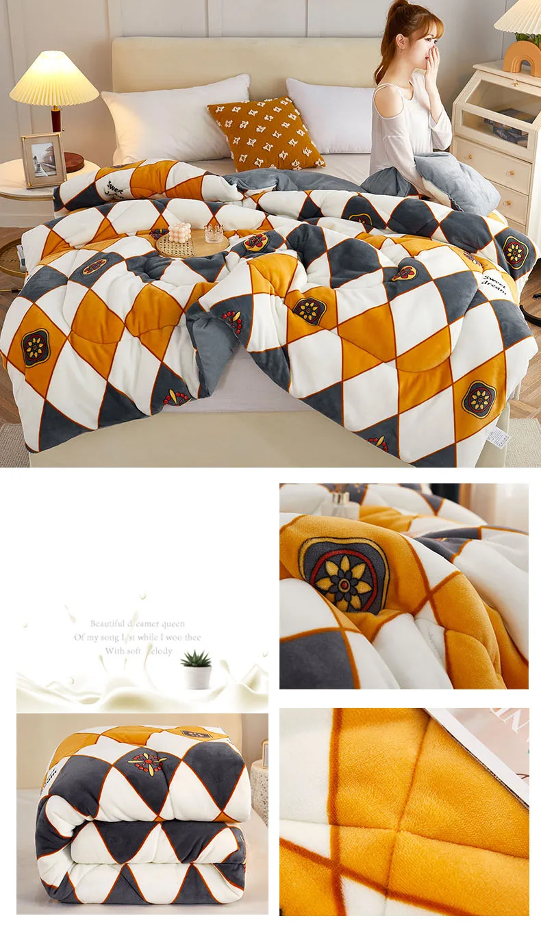 Deodar Winter Soybean Fiber Filled Warm Comforter Milk Cashmere Fabric