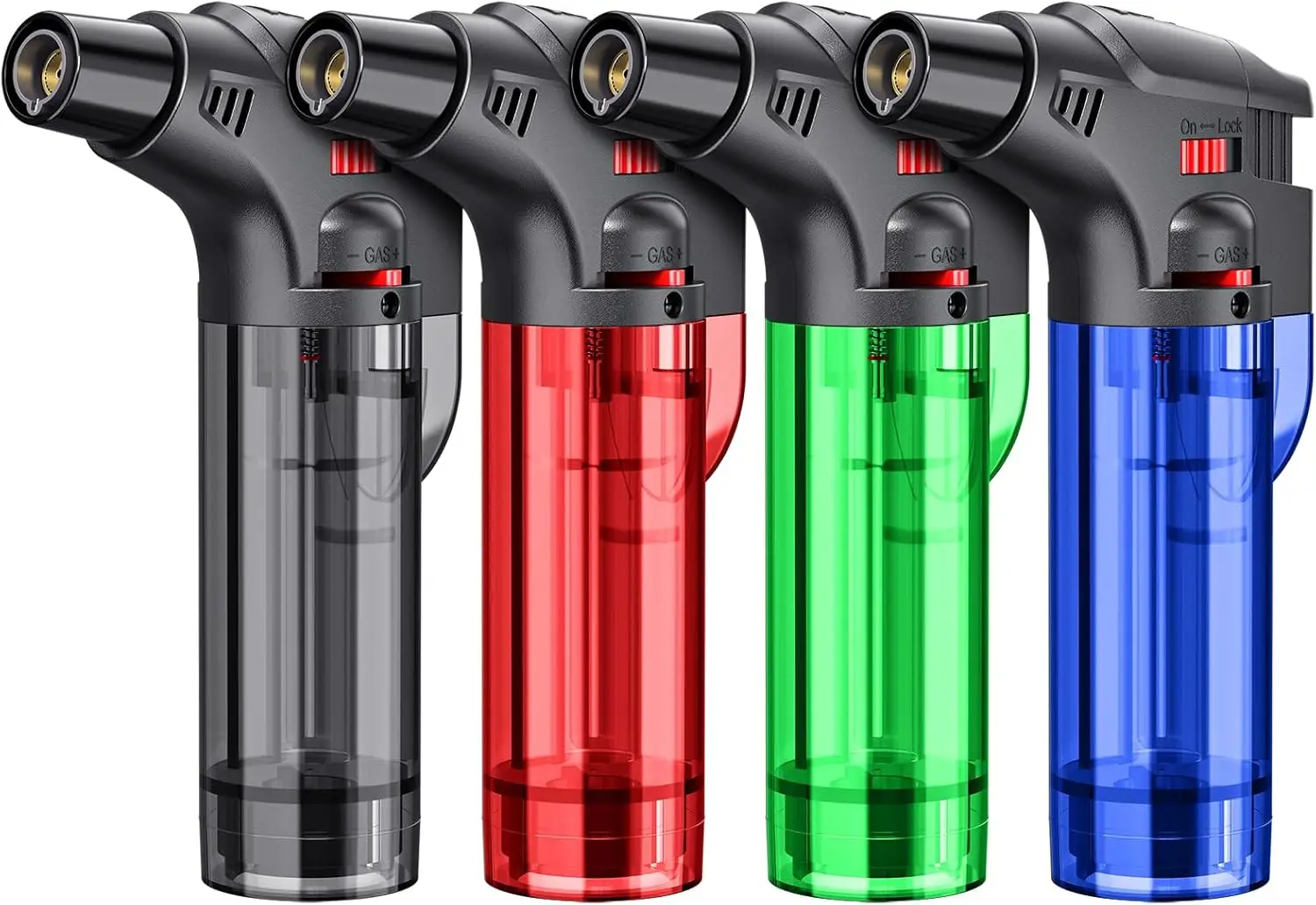 4-pack torch lighters, windproof lighters, butane gas lighters, smoke accessories, outdoor grilling tools kitchen tools 2025 New