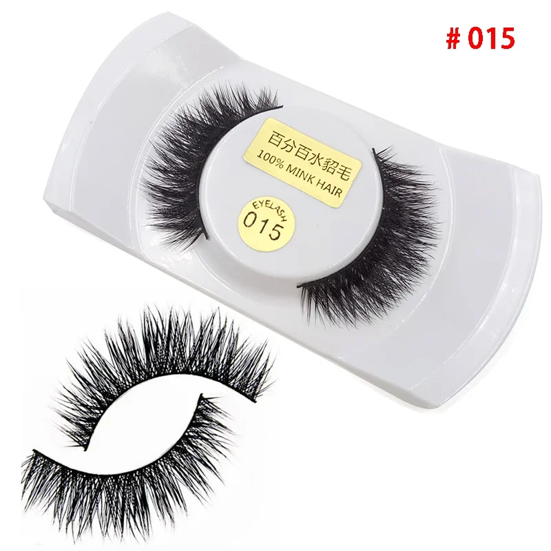 1 Pair Professional False Eyelashes 100% Mink Hair Handmade Natural Thick Eyelashes Beauty Cosmetic Tools Makeup Essential