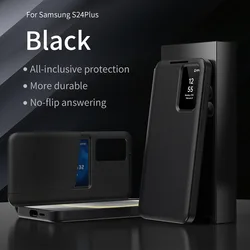 Deluxe Leather Smart Window Case with Anti - Knock Protection - Galaxy S22 ULTRA (Black)