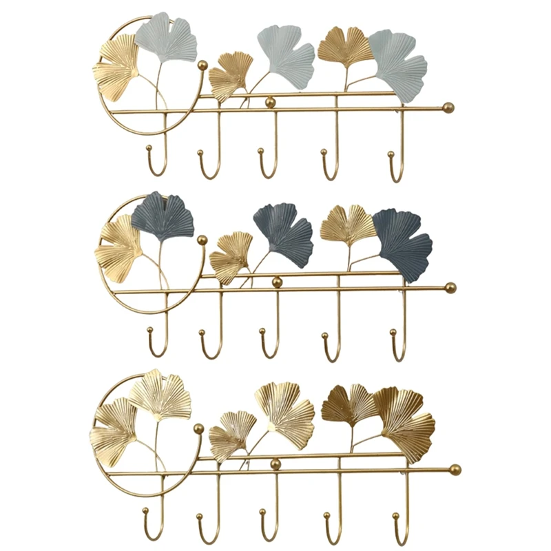 

Крючок для ключей HLZS в форме веера, современный настенный держатель для ключей в ванную комнату, декоративный минималистичный домашний крючок с листьями