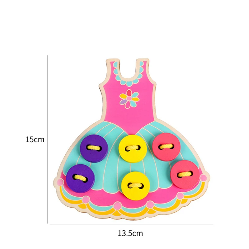 Wooden Montessori DIY Toy Wear Stitching Button Beads Lacing Threading Board Toys Puzzles for Girls Kids Early Learning Material 4