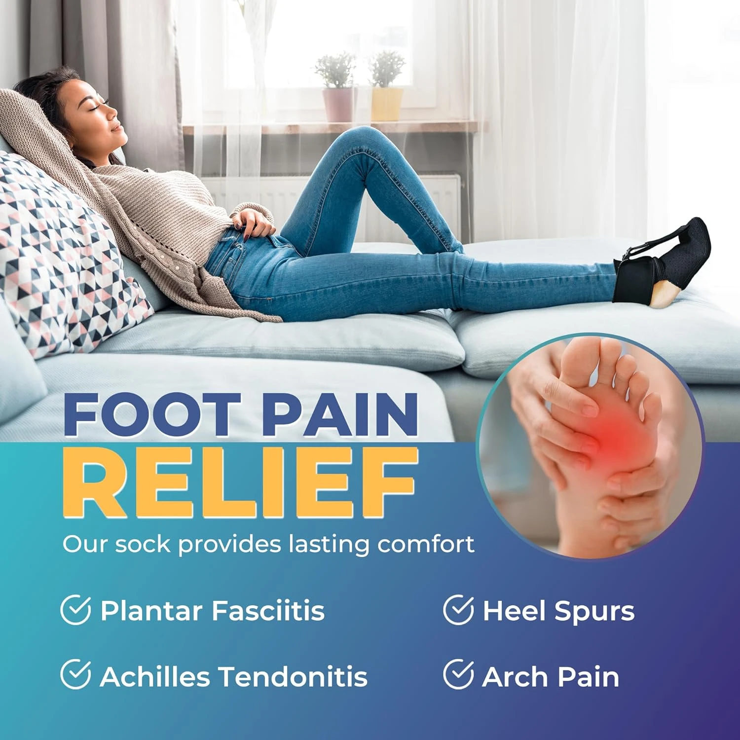 Luxuriously comfortable and adjustable Plantar Fasciitis night sock for ultimate pain relief-Advanced support for men and wome