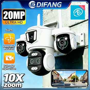 20MP 10X Optical Zoom WiFi Security Cam Four Lens Three Screens Auto Tracking 6K Dual Len Waterproof WiFi CCTV Cam 10K 20MP 1