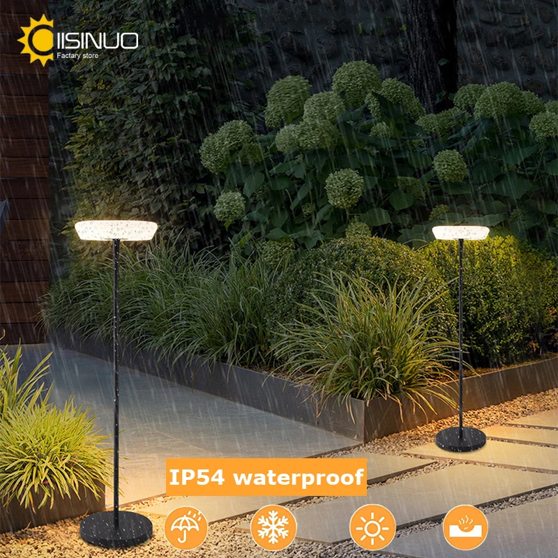 Outdoor Floor Lamp Solar Powered Light 4400 mAh Rechargeable Battery Cordless Light USB-C Charged IP54 Lamp for Lawn Pool Garden 3