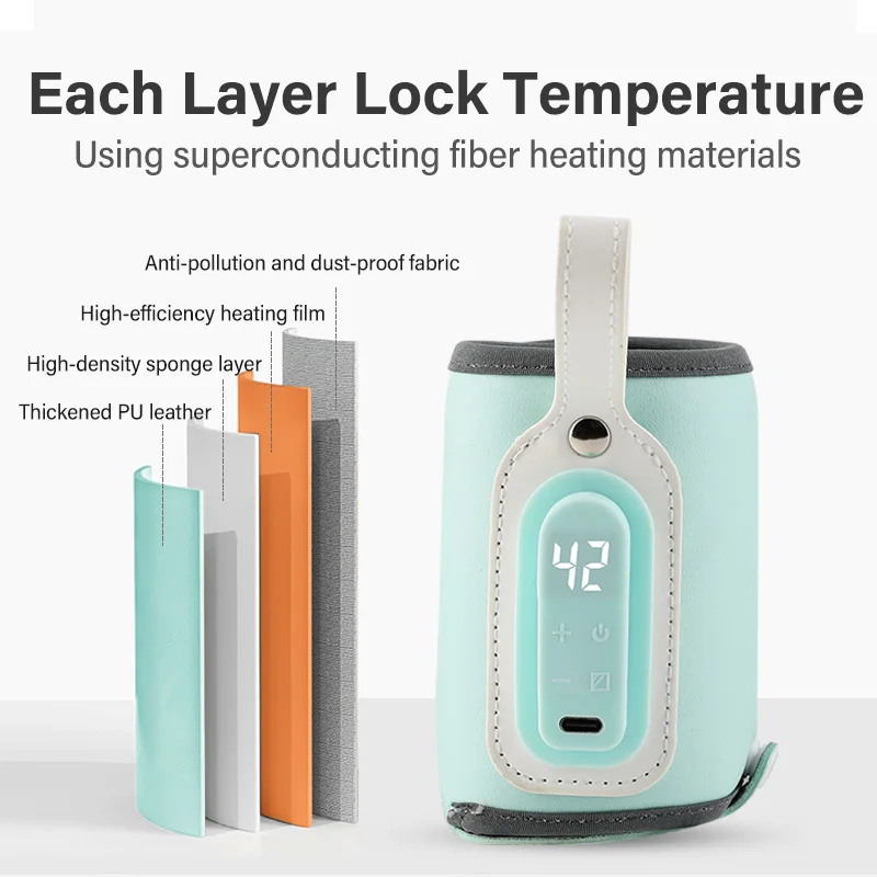 Portable Baby Bottle Warmer USB Charging Feeding Bottle Heat Keeper Travel Warmer Cover Heater Outdoor Bottle Feeding Warmer