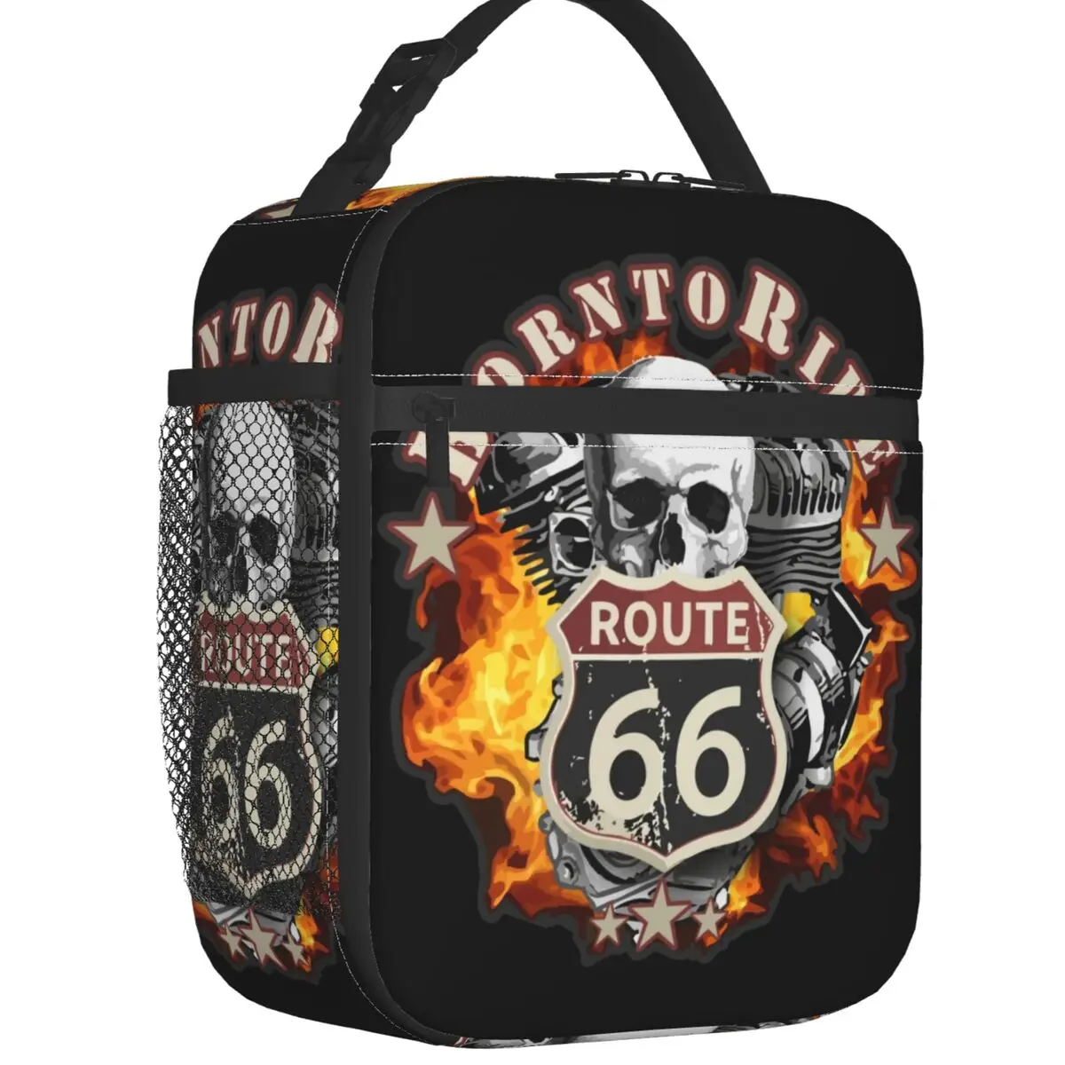 

Born To Ride Insulated Lunch Bags for School Office Route 66 for Chopper Motorcycle Riders Resuable Cooler Thermal Bento Box