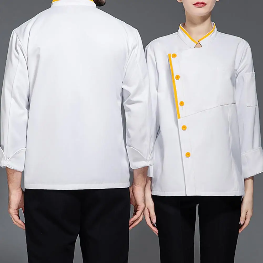 chef clothing breathable unisex chef shirt soft solid color long sleeve uniform top for kitchen bakery restaurant chef Sweat-wicking Chef Jacket Professional Chef Uniform Short Sleeve Stand Collar Top for Kitchen Bakery Restaurant Unisex Soft