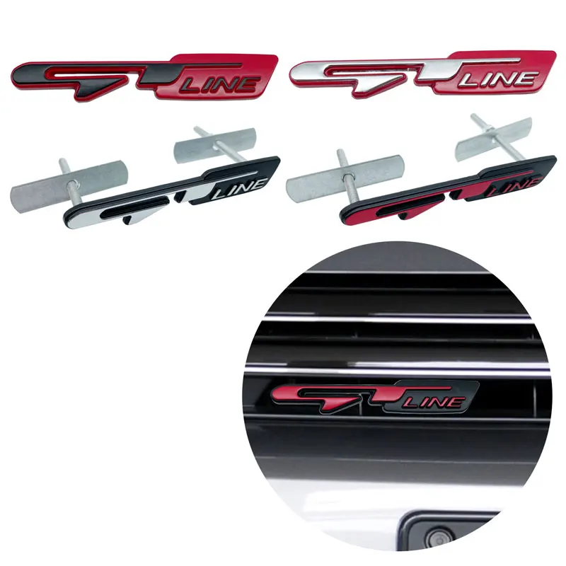 Metal Gt Line Car Front Grill Emblem Fender Side Badge Decal Paraurti Posteriore Tronco Sticker Per Kia Gt Ceed Rio Sportage Peugeot 308
