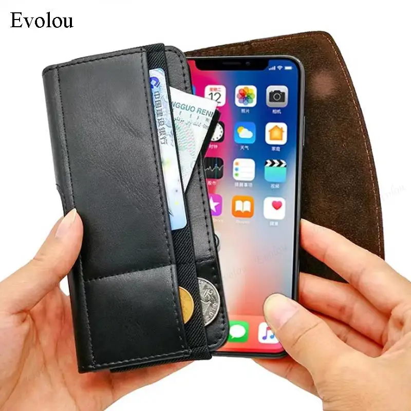 Leather Magnetic Wallet Pouch with Belt Clip Holster