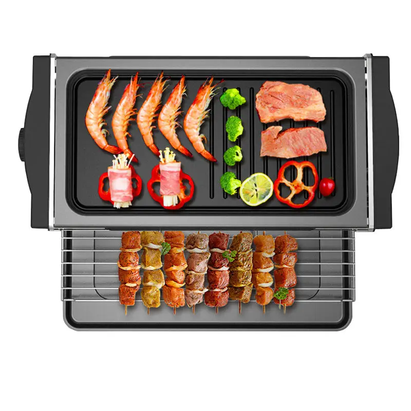 Commercial Two Layer Multifunctional Smokeless BBQ Grill Roasting Meat Griddle Barbecue Mesh Raclette Grill 5