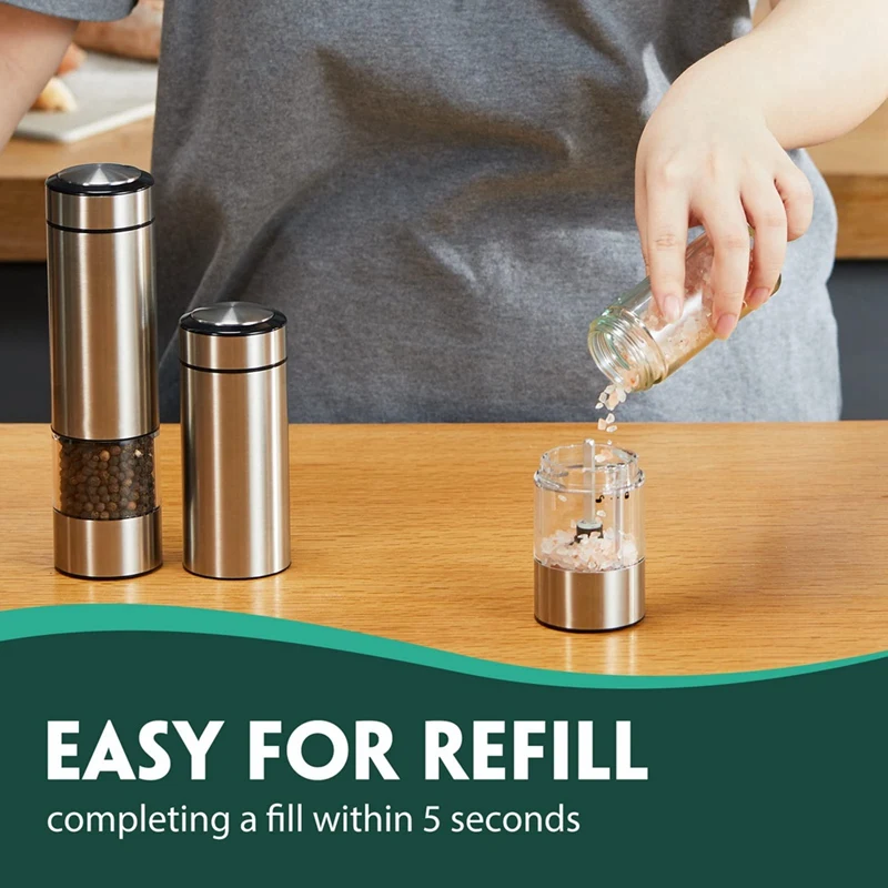 Sangcon Electric Salt and Pepper Grinder Set, Automatic Pepper Mills with  LED Light, Battery Powered Salt and Pepper Shakers - AliExpress