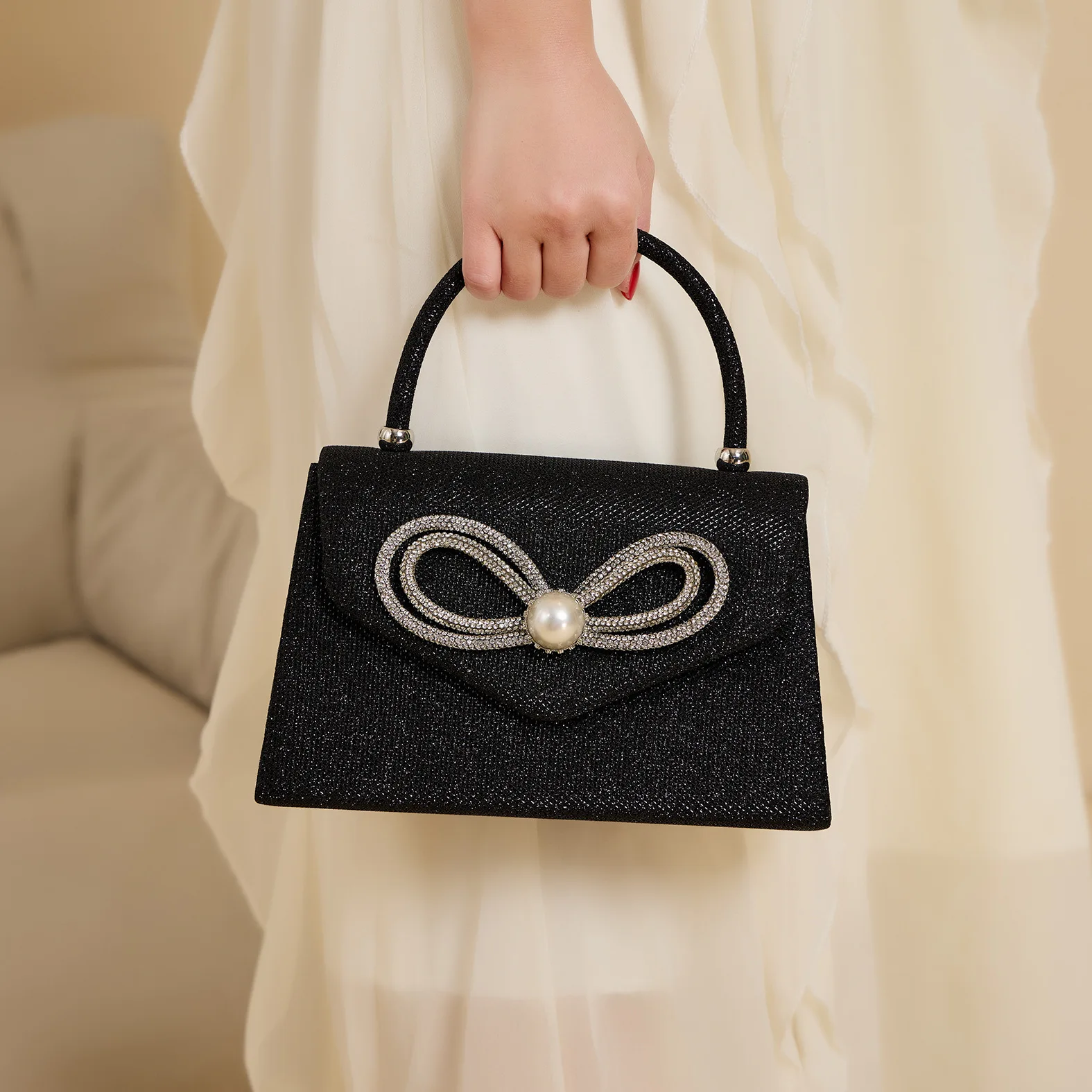 

Women 2024 Summer New Handbag Vintage Elegant Party Evening Bag Ruched Clutch Bow Purse Designer Bags Wedding Crossbody Bags