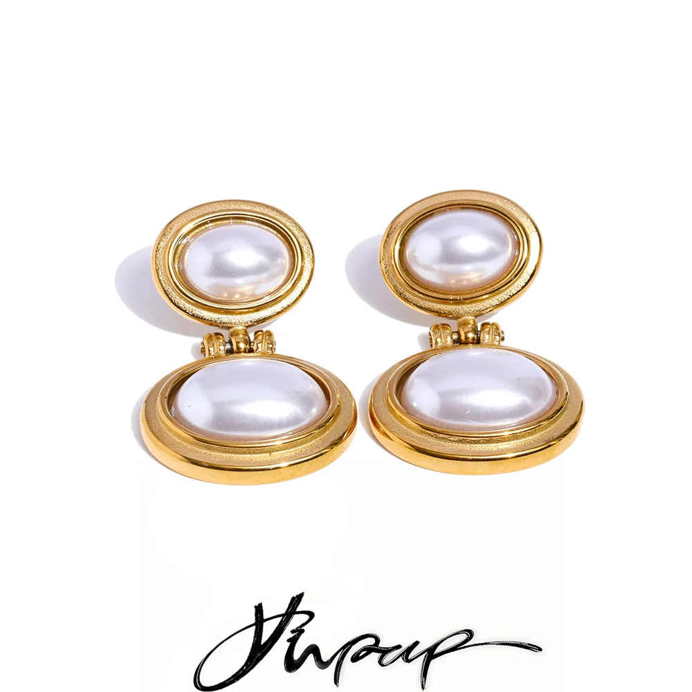 Yhpup Jewelry Earrings Simulated Pearls Stainless Steel