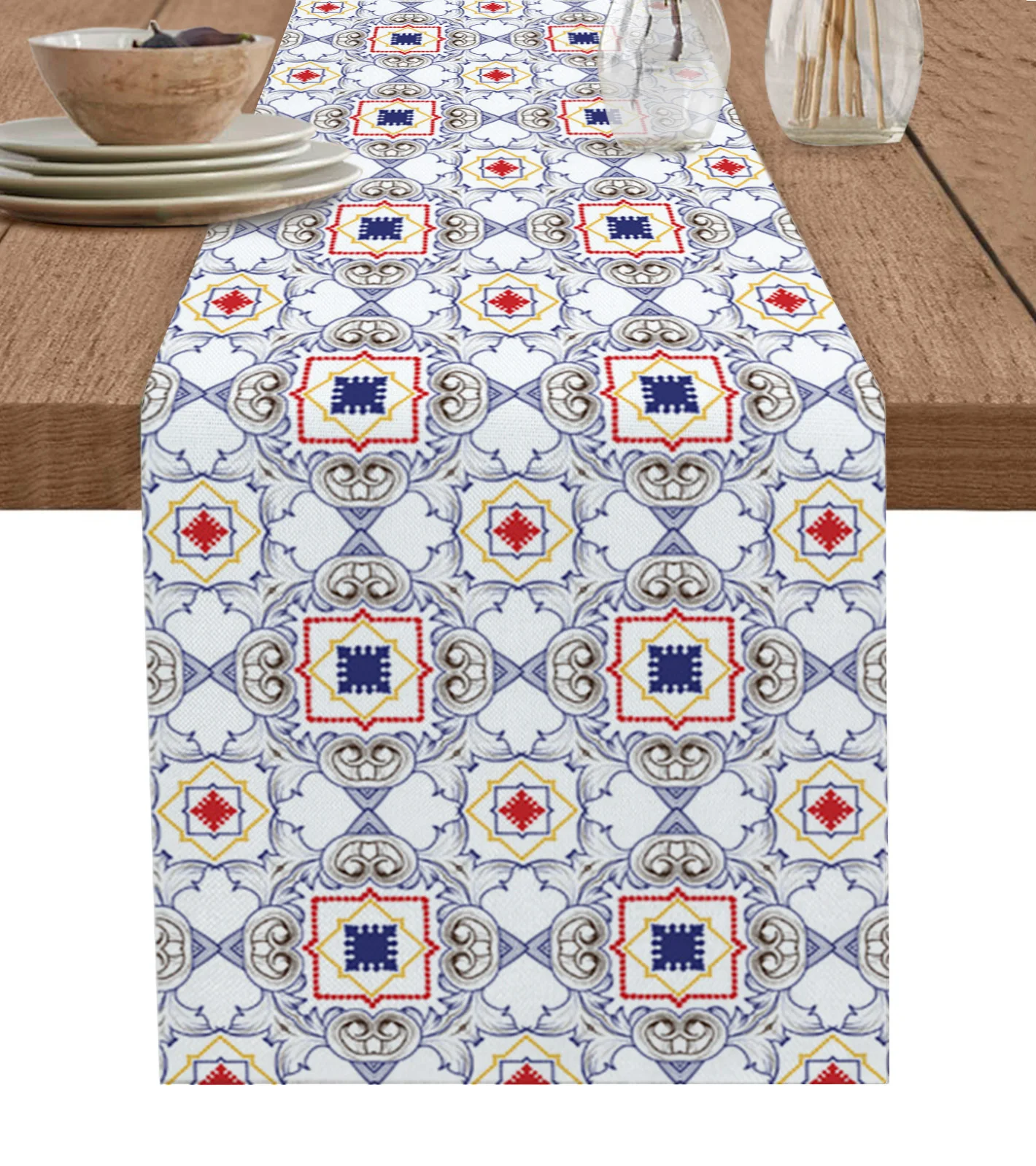 

Vintage Square Gradient Check Line Table Runner Decoration Home Decor Dinner Table Decoration Table Decor