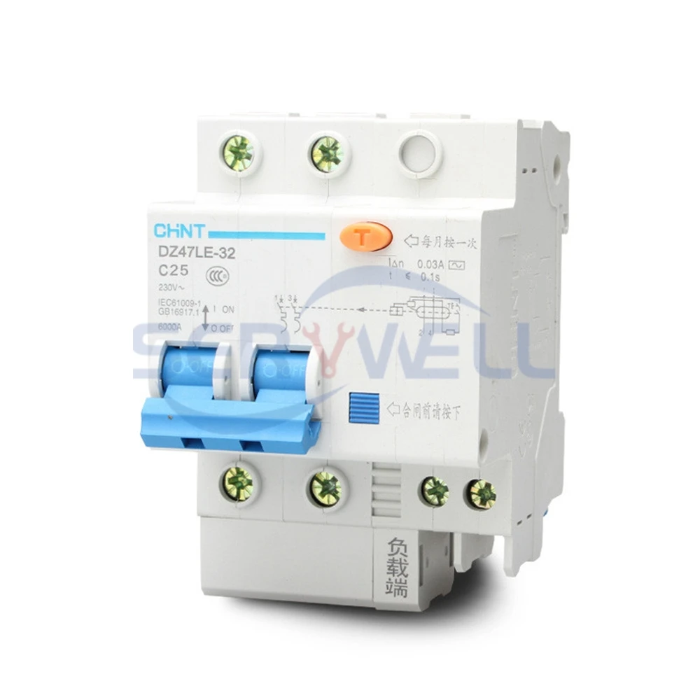 Disjoncteur Différentiel RCBO DZ47LE-63 2P 30mA - Courants De 6A à 60A