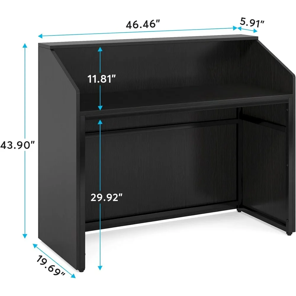 Modern 47" Front Desk, Wood Reception Desk Retail Counter for Salon, Home Office, Sturdy and Stable, Modern Reception Desks 5
