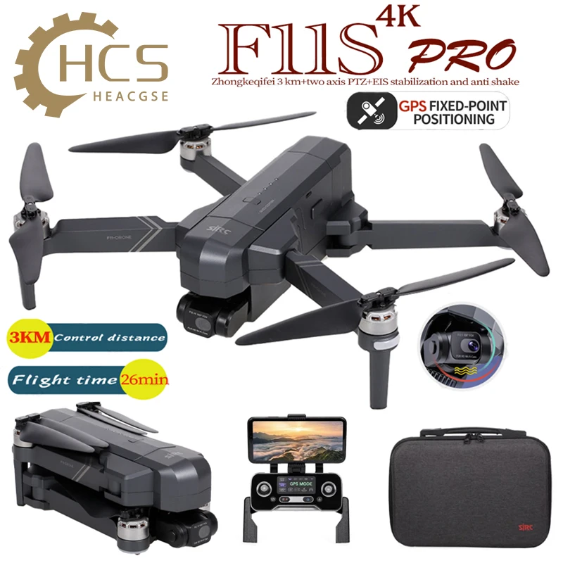 

F11 / F11S 4K Pro Drone With HD 2-axis Anti-Shake Gimbal Camera Plane 3KM WIFI GPS EIS FPV Brushless Professional RC Helicopter