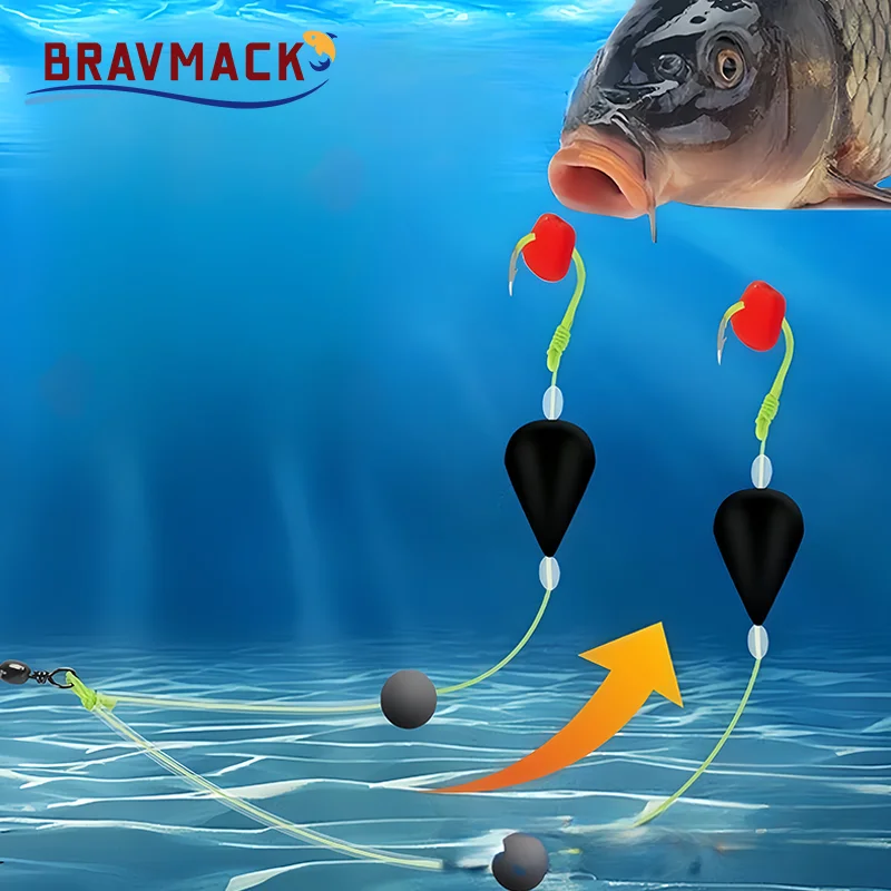 1PCS Inverted Bottom Double Hook Fishing Float Set - High Sensitivity, Suitable for Sea and Freshwater Fishing