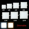 Dimmable led downlight 3W 4W 6W 9W 12W 15W 25W Square LED Spot light AC85~265V ceiling light Indoor Recessed Downlight 1