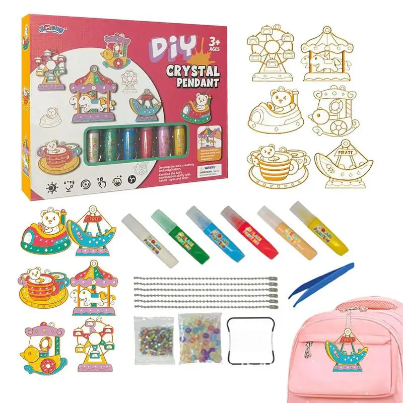 

Crystal Painting Kit DIY Crystal Art Pendants Keychain Kits Creative Crafts Set DIY Supplies Safety Multifunctional For Kids