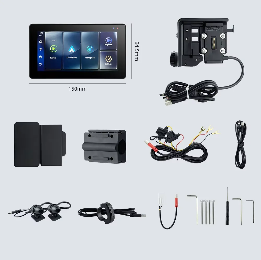 2025년형 5.5인치 오토바이 GPS 네비게이션 (5.0 WIFI 듀얼 연결, 안드로이드 오토 및 CarPlay 지원) 특별 상품