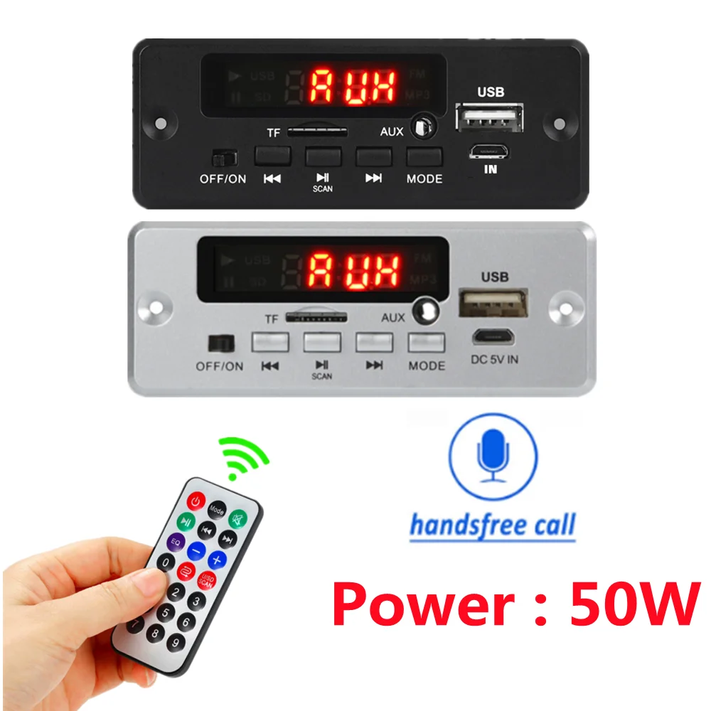 Hands-free MP3 Player Decoder Board  12V Bluetooth5.0 50W amplifier Car FM Radio Module Support FM TF USB AUX Recorders sony mp3 player